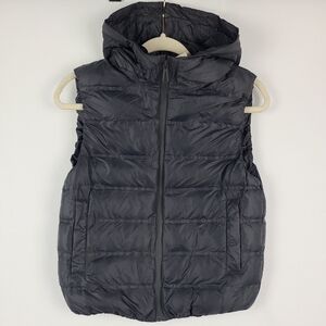 NEW Zara Womans Vest Jacket Water Repellent Size 9-10 Black Hooded NWT